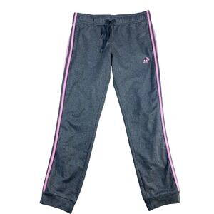 Adidas Track Pants Sweatpants Women Sz M Gray Pink Stripes Running Active Gym